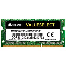 Memória RAM para Notebook Corsair Value Select DDR3L 4GB 1600MHz - CMSO4GX3M1C1600C11