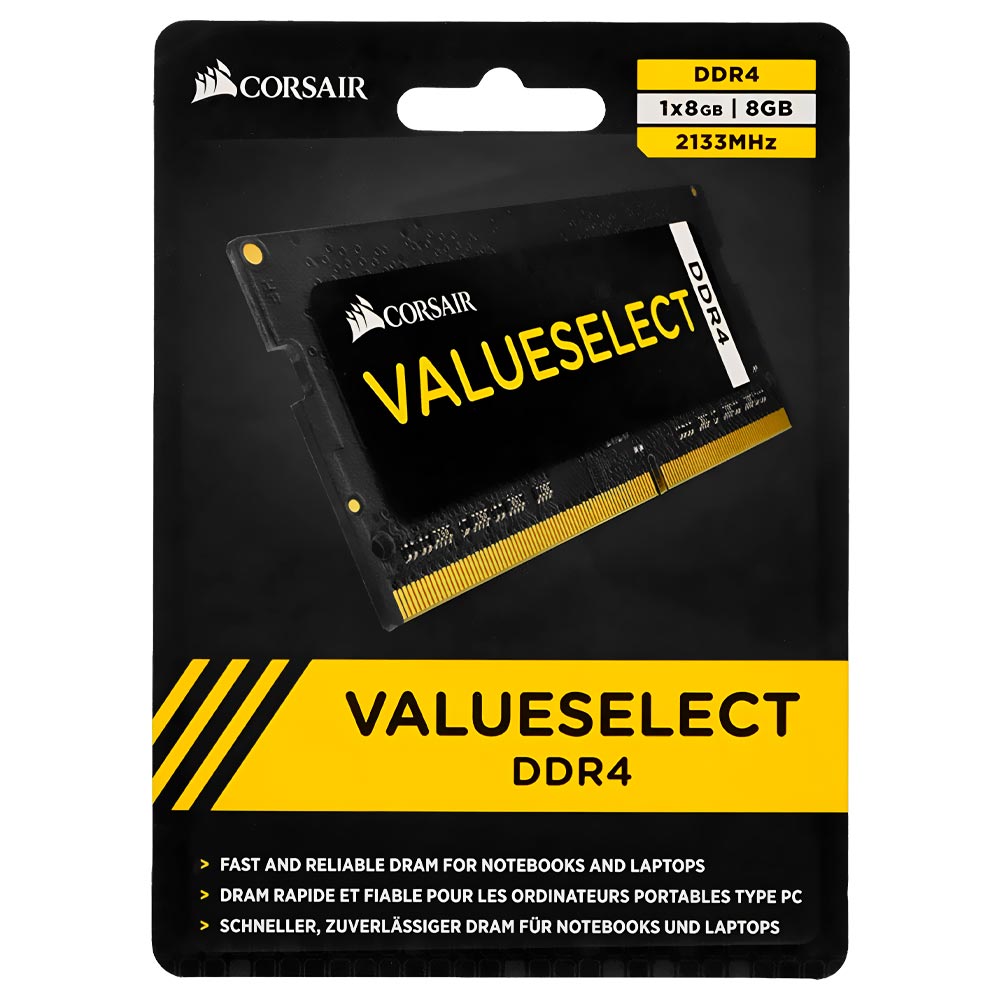 Memória RAM para Notebook Corsair Value Select DDR4 8GB 2133MHz - CMSO8GX4M1A2133C15 