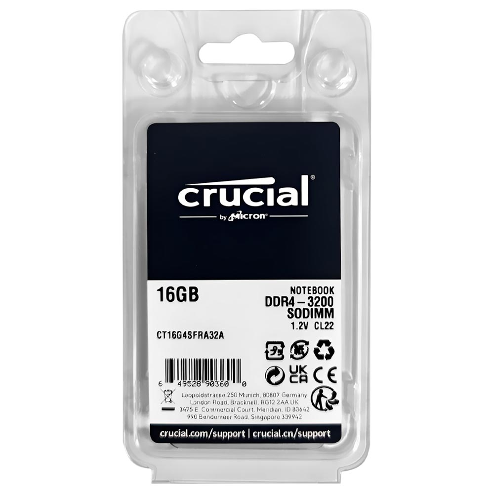 Memória RAM para Notebook Crucial DDR4 16GB 3200MHz - CT16G4SFRA32A