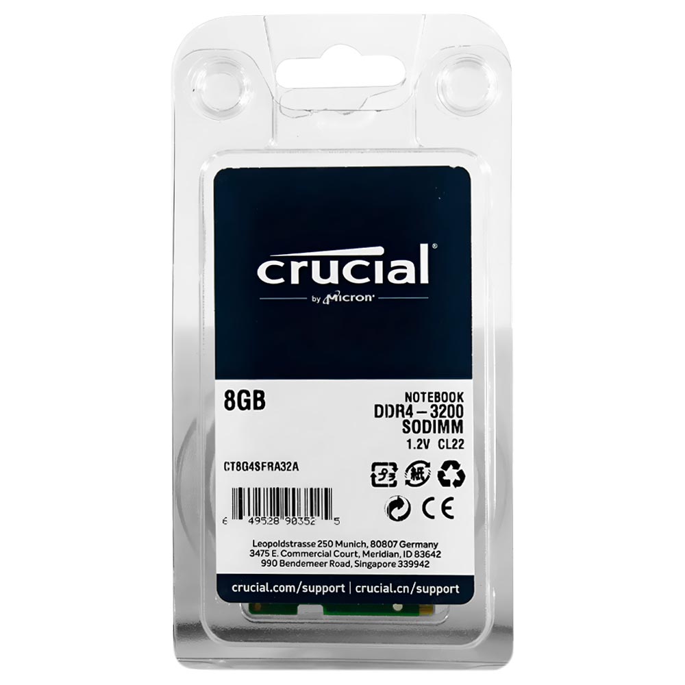 Memória RAM para Notebook Crucial DDR4 8GB 3200MHz - CT8G4SFRA32A