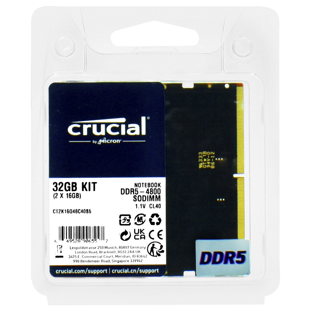 Memória RAM para Notebook Crucial DDR5 32GB (2X16GB) 4800MHz