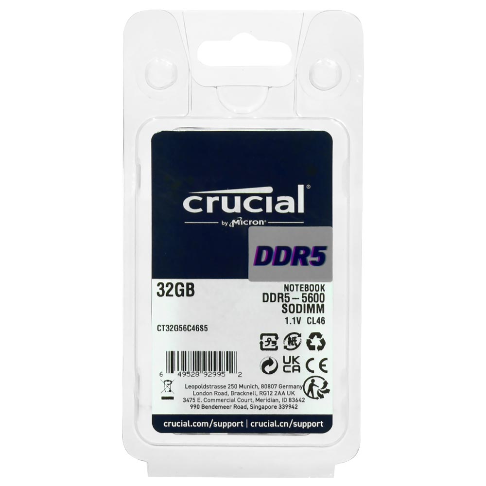 Memória RAM para Notebook Crucial DDR5 32GB 5600MHz - CT32G56C46S5