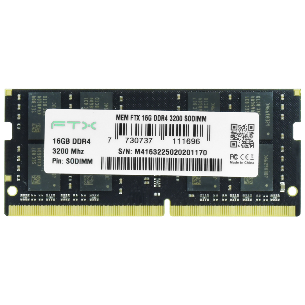 Memória RAM para Notebook FTX DDR4 16GB 3200MHz - 111696