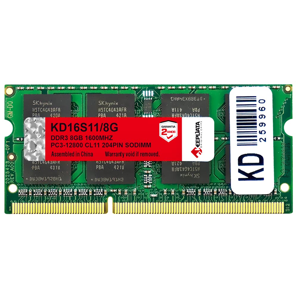 Memória RAM para Notebook Keepdata DDR3 8GB 1600MHz - KD16S11/8G