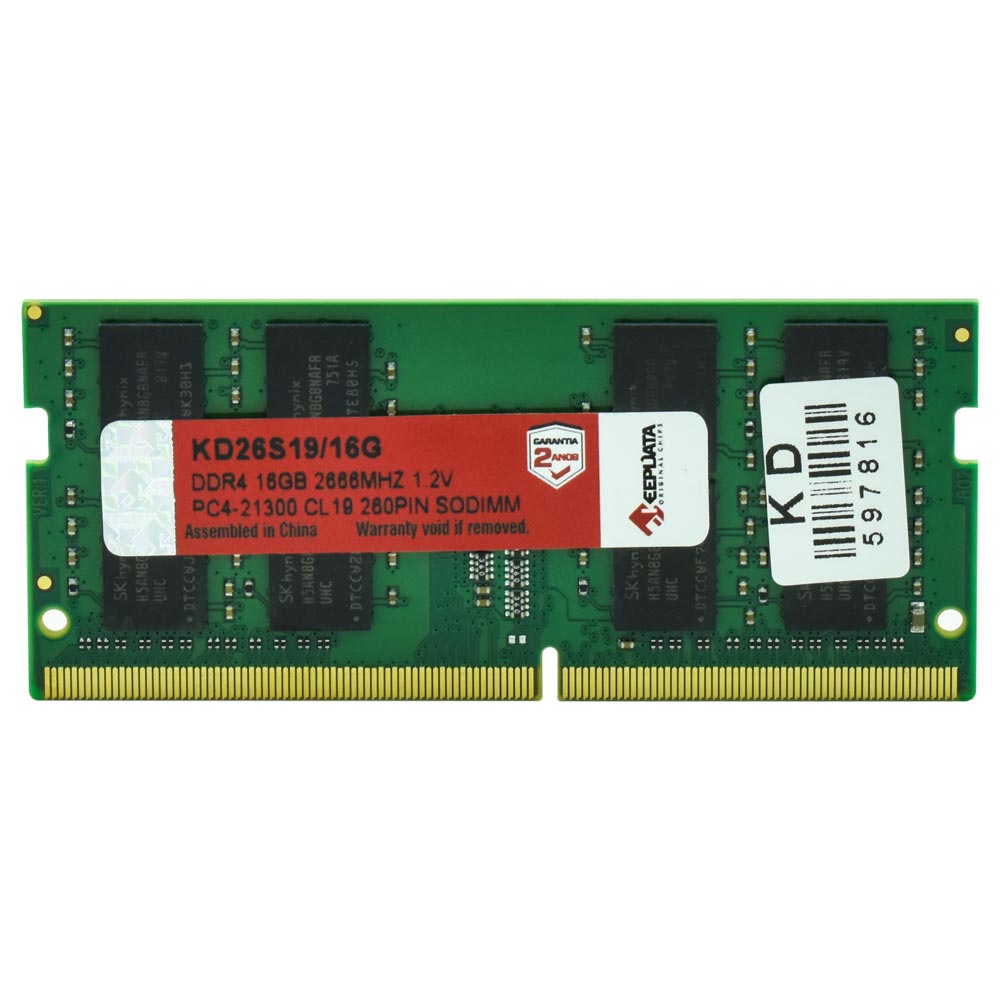 Memória RAM para Notebook Keepdata DDR4 16GB 2666MHz - KD26S19/16G