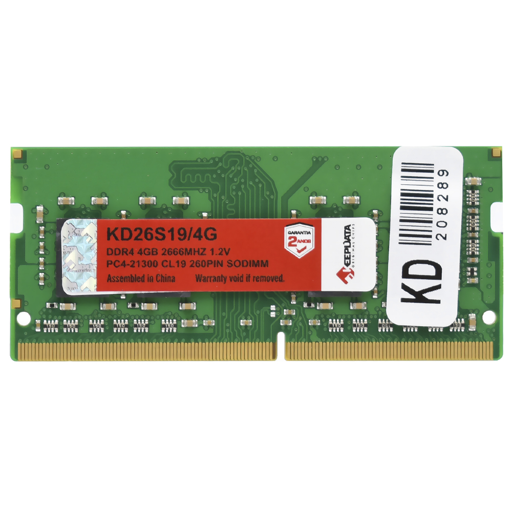 Memória RAM para Notebook Keepdata DDR4 4GB 2666MHz - KD26S19/4G
