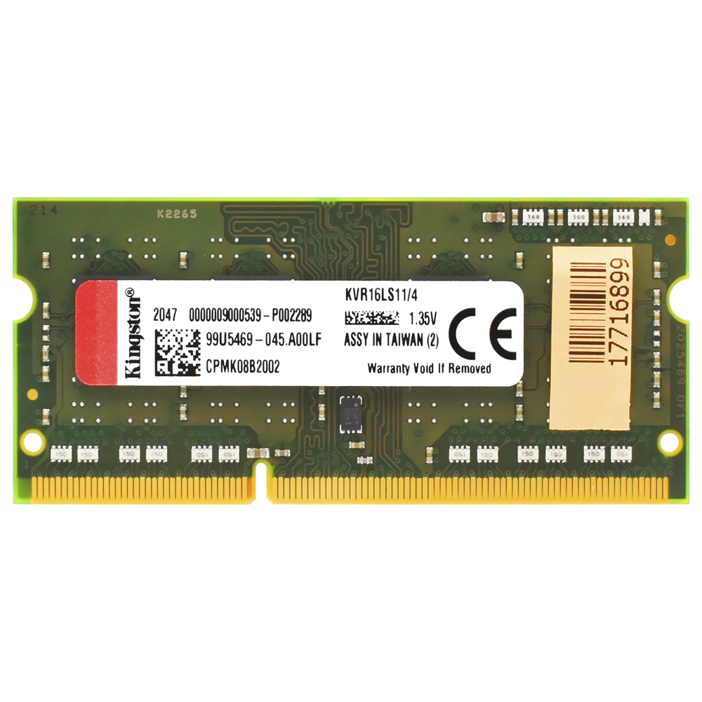 Memória RAM para Notebook Kingston DDR3L 4GB 1600MHz - KVR16LS11/4
