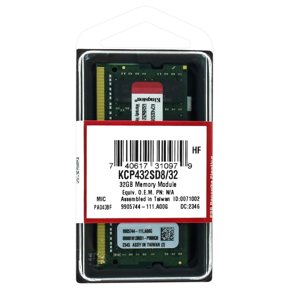 Memória RAM para Notebook Kingston DDR4 32GB 3200MHz - KCP432SD8/32