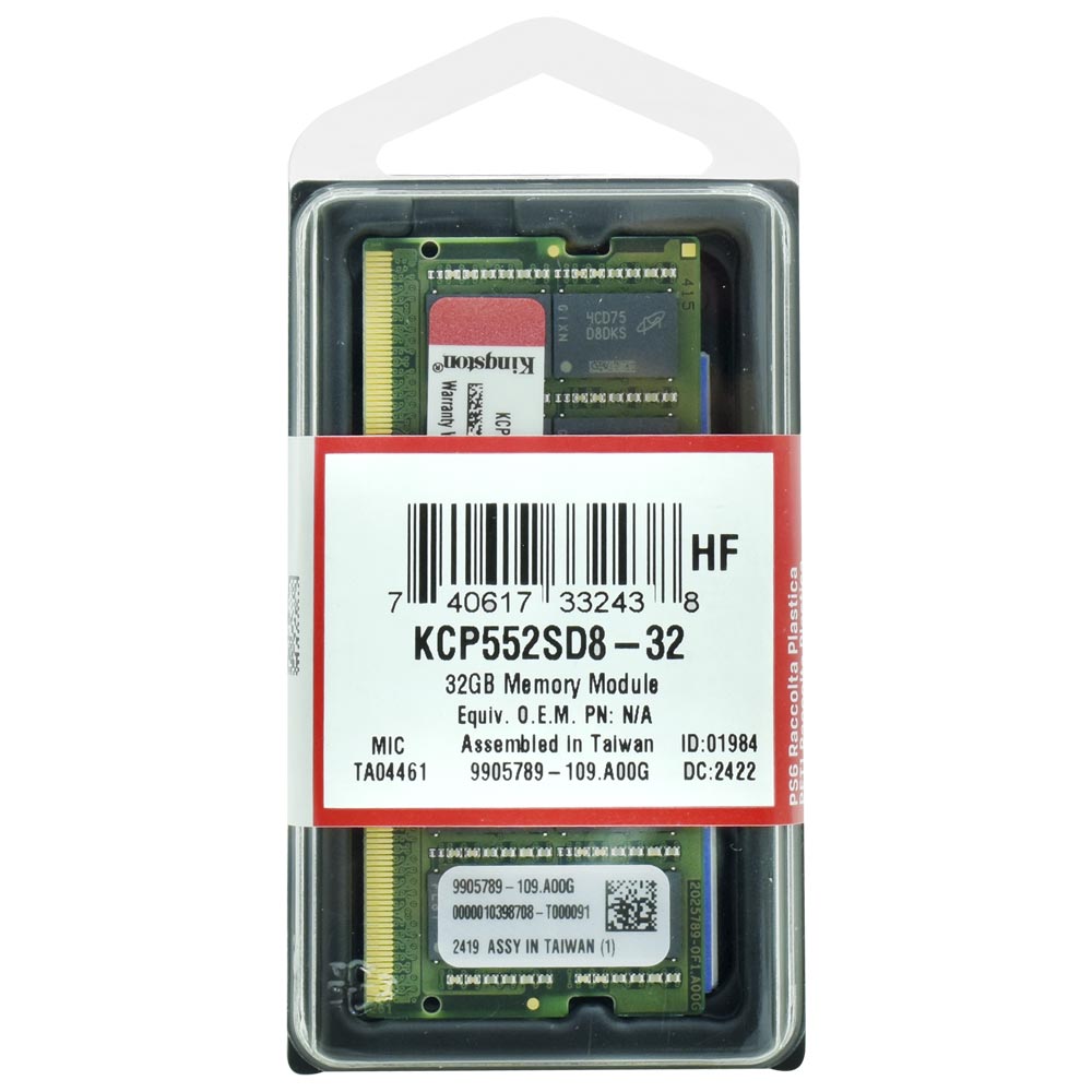 Memória RAM para Notebook Kingston DDR5 32GB 5200MHz - KCP552SD8-32