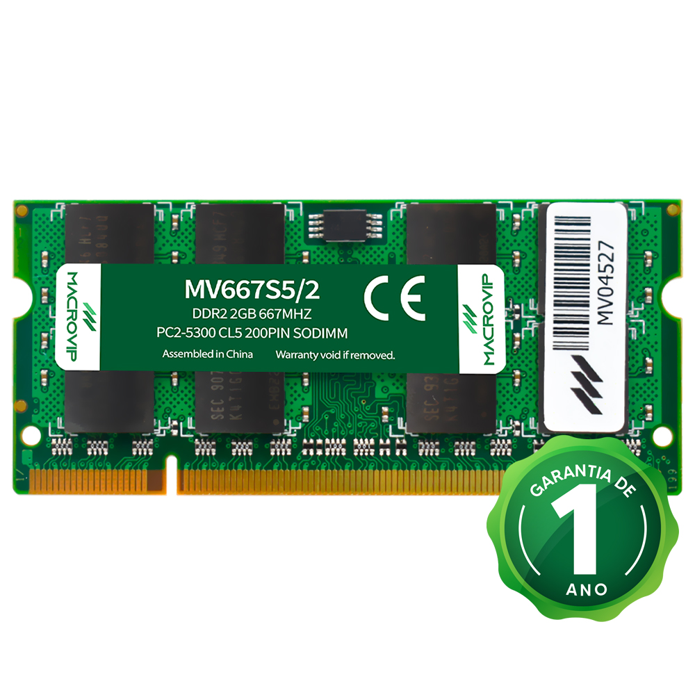 Memória RAM para Notebook Macrovip DDR2 2GB 667MHz - MV667S5/2