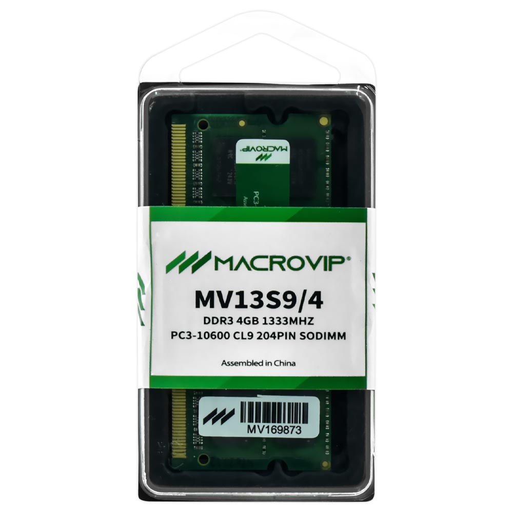 Memória RAM para Notebook Macrovip DDR3 4GB 1333MHz - MV13S9/4