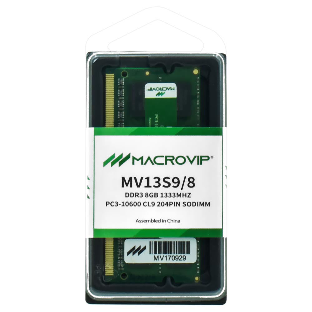 Memória RAM para Notebook Macrovip DDR3 8GB 1333MHz - MV13S9/8