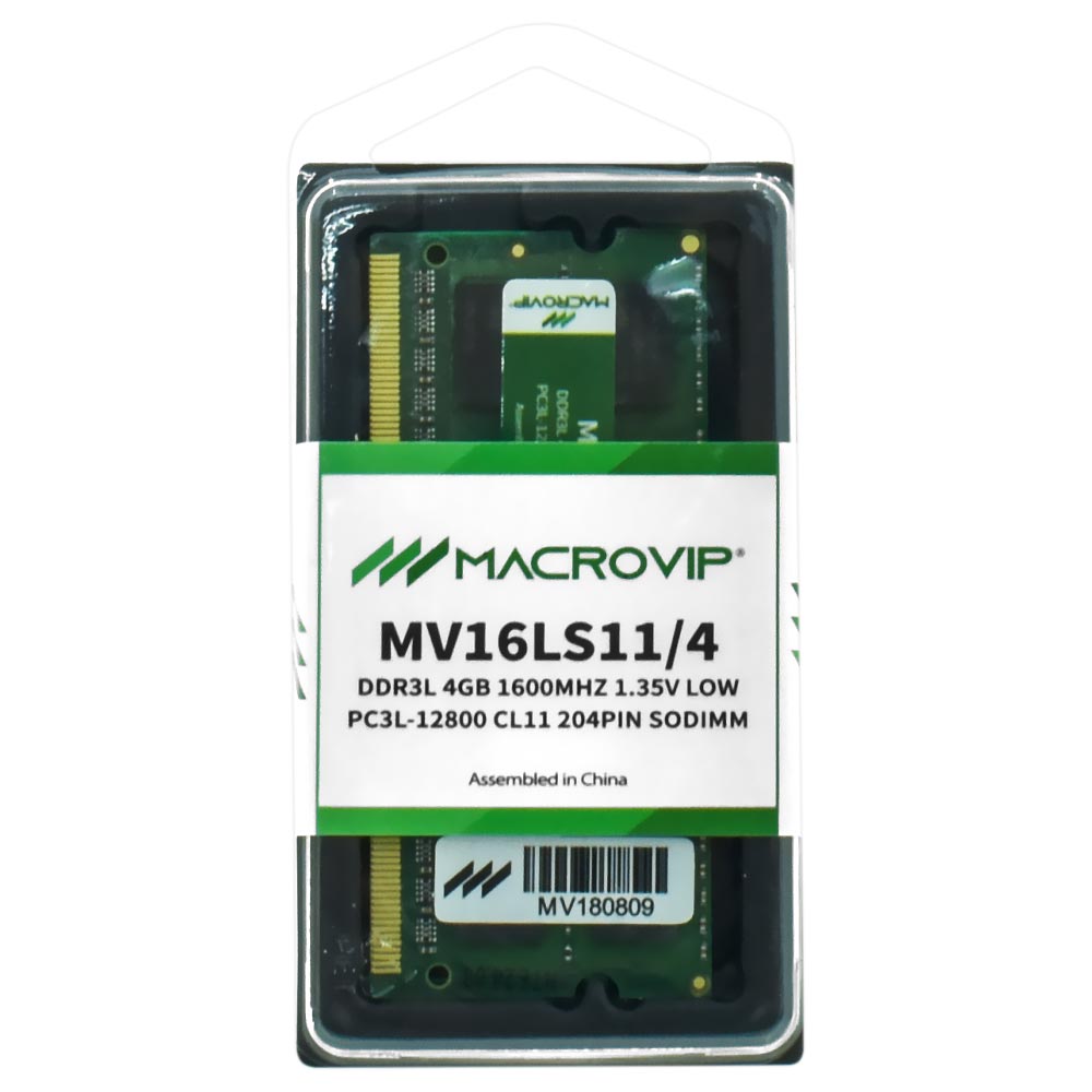 Memória RAM para Notebook Macrovip DDR3L 4GB 1600MHz - MV16LS11/4