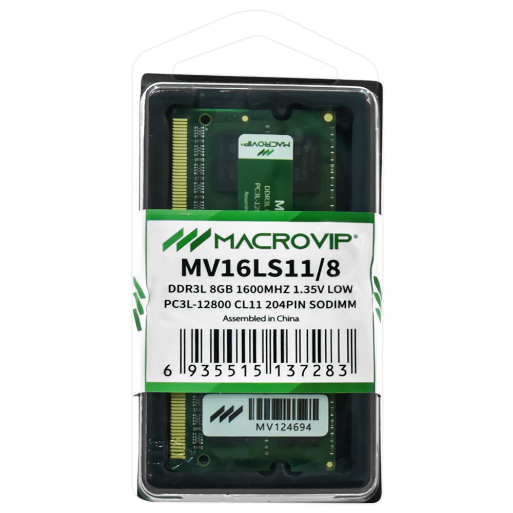 Memória RAM para Notebook Macrovip DDR3L 8GB 1600MHz - MV16LS11/8