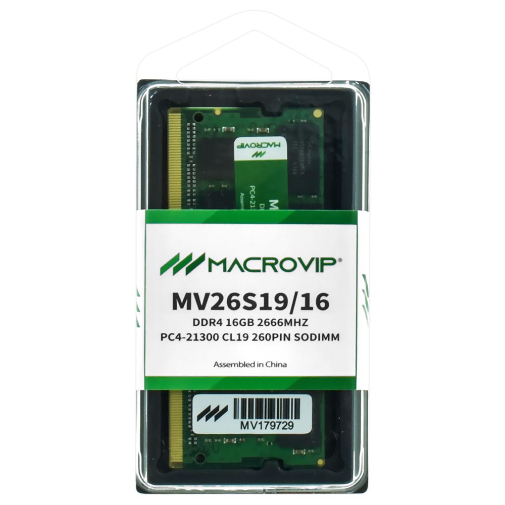 Memória RAM para Notebook Macrovip DDR4 16GB 2666MHz - MV26S19/16