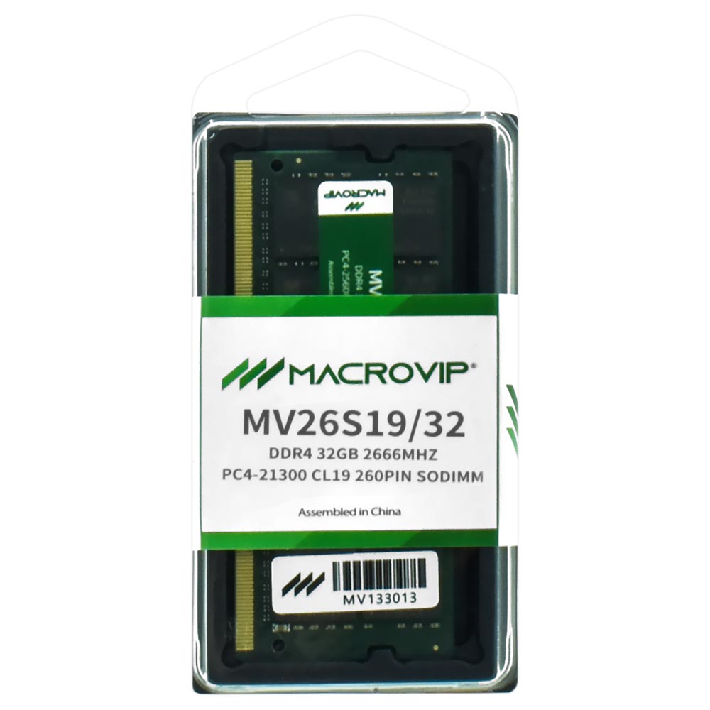 Memória RAM para Notebook Macrovip DDR4 32GB 2666MHz - MV26S19/32 