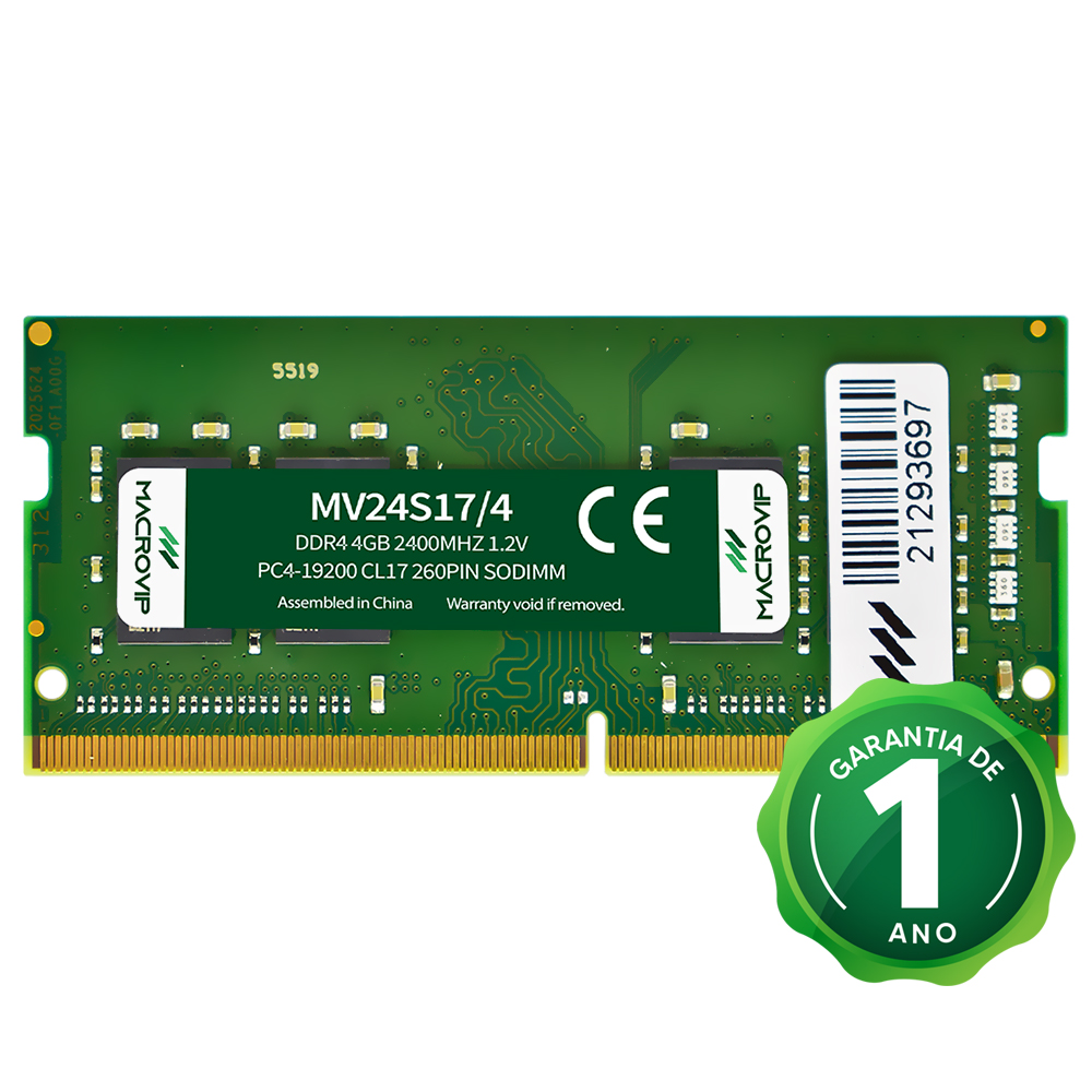 Memória RAM para Notebook Macrovip DDR4 4GB 2400MHz - MV24S17/4