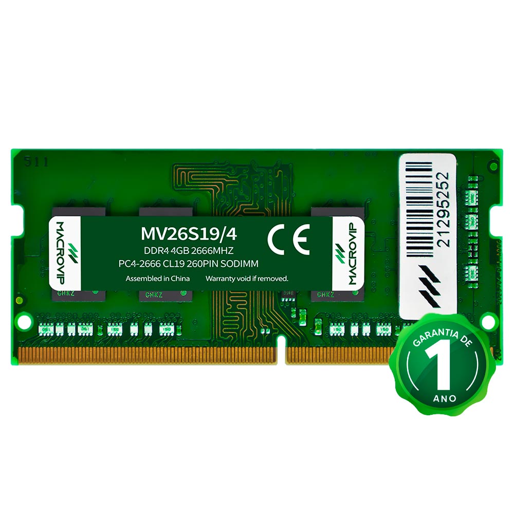 Memória RAM para Notebook Macrovip DDR4 4GB 2666MHz - MV26S19/4