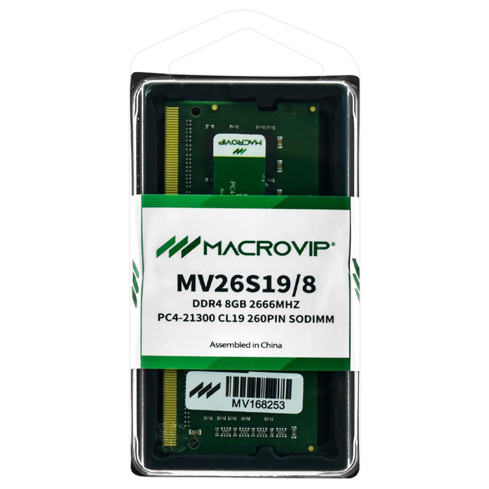Memória RAM para Notebook Macrovip DDR4 8GB 2666MHz - MV26S19/8 