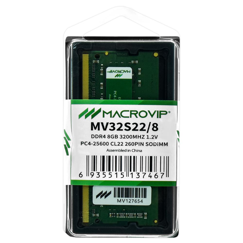 Memória RAM para Notebook Macrovip DDR4 8GB 3200MHz - MV32S22/8