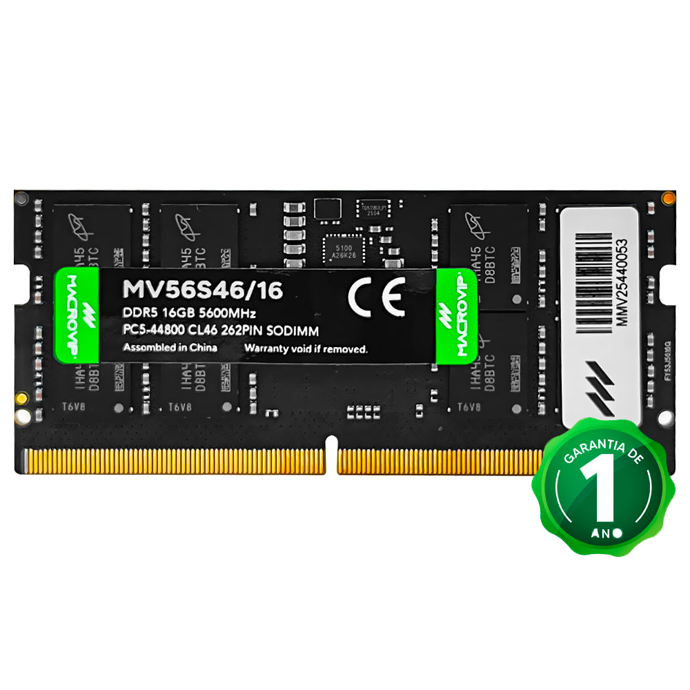 Memória RAM para Notebook Macrovip DDR5 16GB 5600MHz - MV56S46/16