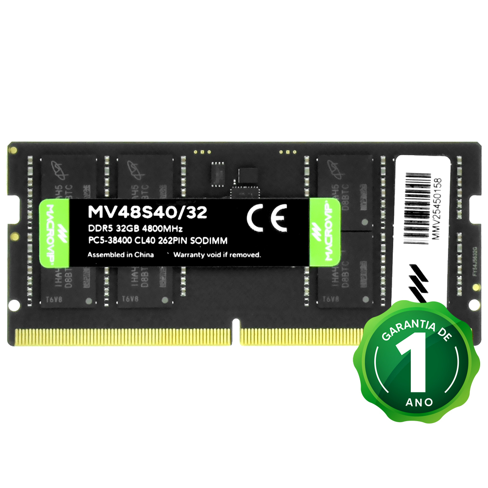 Memória RAM para Notebook Macrovip DDR5 32GB 4800MHz - MV48S40/32