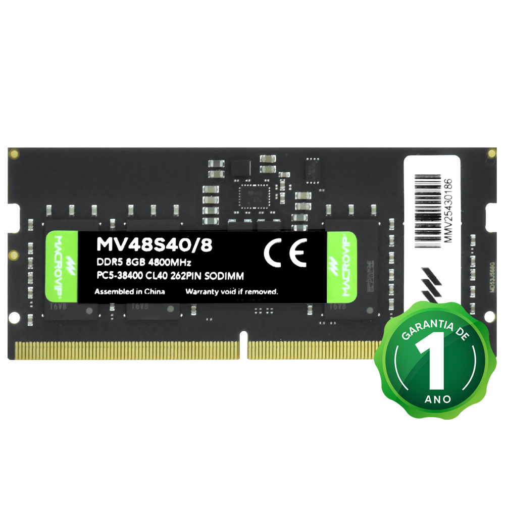 Memória RAM para Notebook Macrovip DDR5 8GB 4800MHz - MV48S40/8