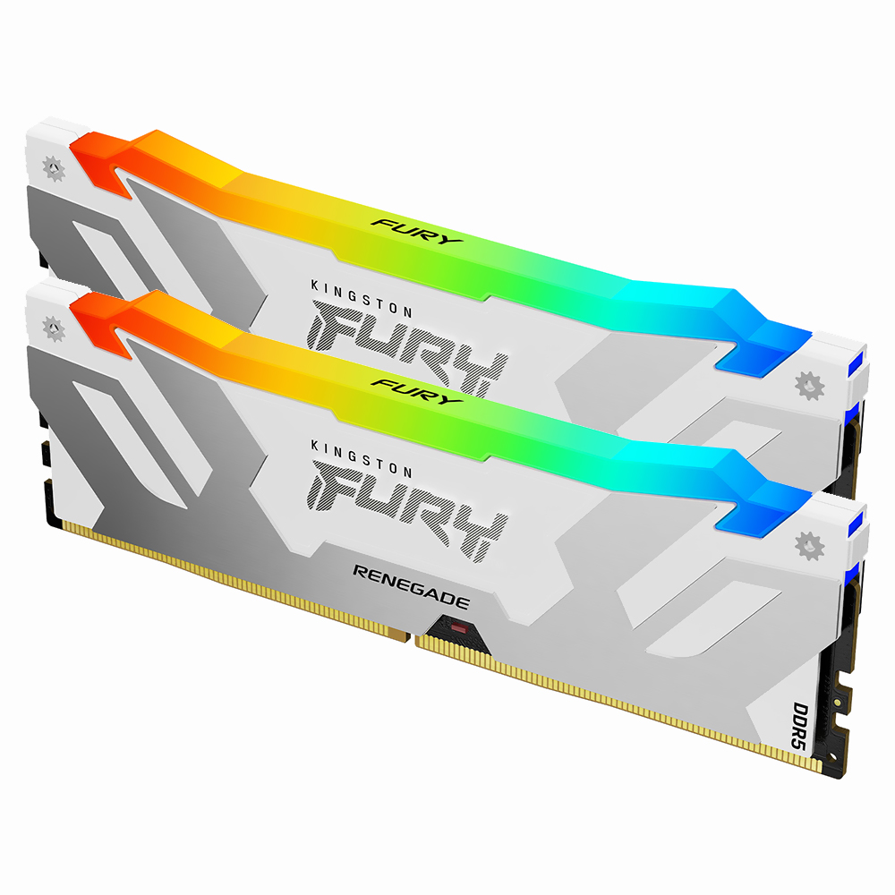 MEM DDR5 16GB 6800MHZ KINGSTON FURY RENEGADE RGB BRANCO/PRATA KF568C36RWA-16 
