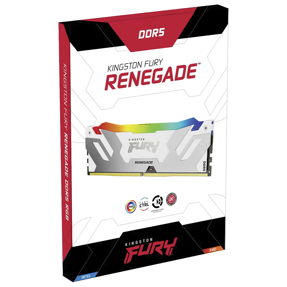 MEM DDR5 16GB 6800MHZ KINGSTON FURY RENEGADE RGB BRANCO/PRATA KF568C36RWA-16 