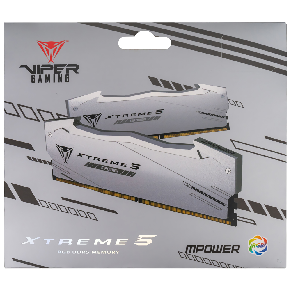 MEM DDR5 48GB 8000MHZ PATRIOT (2X24GB) VIPER XTREME 5 MPOWER RGB PRATA - PVXR548G80C38KM