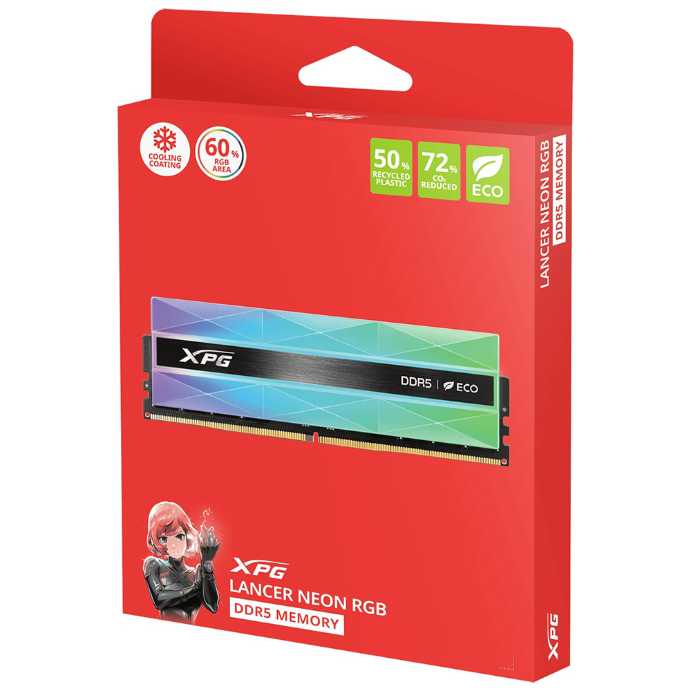 Memória RAM ADATA XPG Lancer Neon DDR5 32GB (2x16GB) 8000MHz RGB - Preto / Cinza (AX5U8000C3816G-DCLANRSG)
