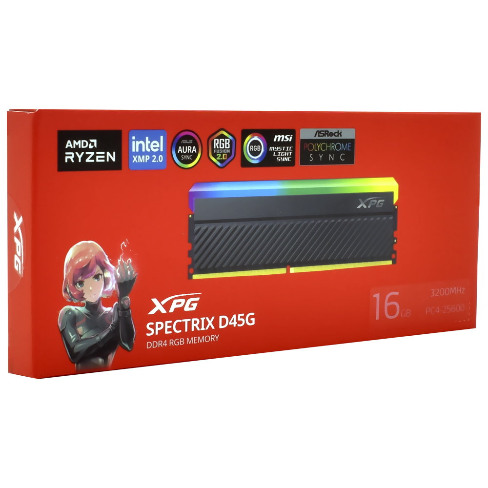 Memória RAM ADATA XPG Spectrix D45G DDR4 16GB 3200MHz RGB - Preto (AX4U320016G16A-CBKD45G)