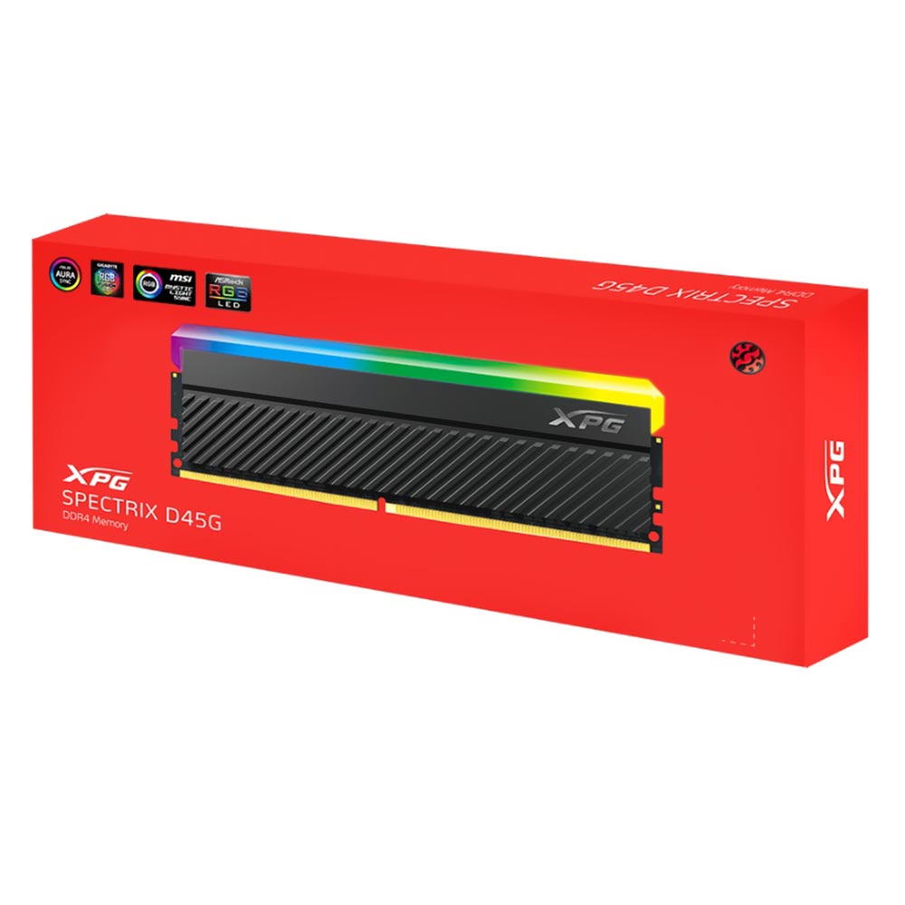 Memória RAM ADATA XPG Spectrix D45G DDR4 8GB 3200MHz RGB - Preto (AX4U32008G16A-CBKD45G)