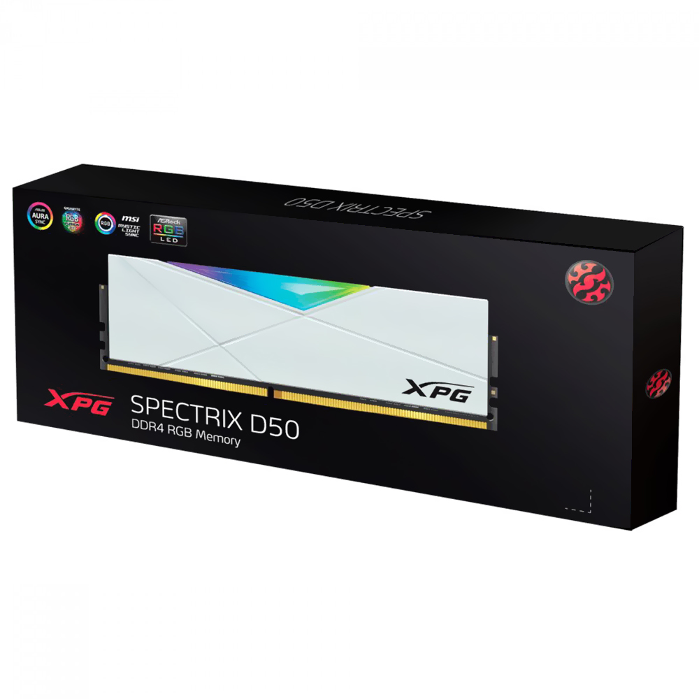 Memória RAM ADATA XPG Spectrix D50 DDR4 16GB 3200MHz RGB - Branco (AX4U320016G16A-SW50)