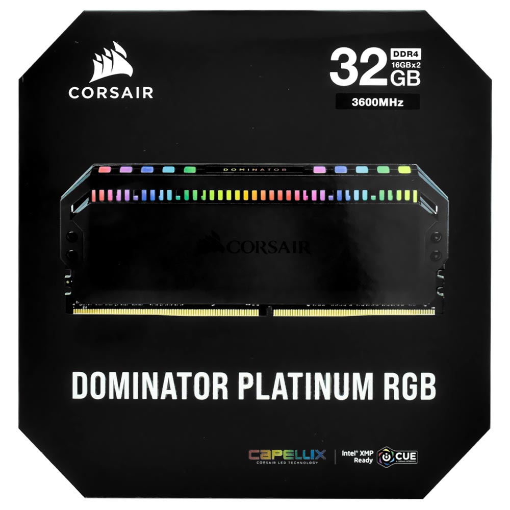 Memória RAM Corsair Dominator Platinum DDR4 32GB (2x16GB) 3600MHz RGB - Preto (CMT32GX4M2D3600C18) 