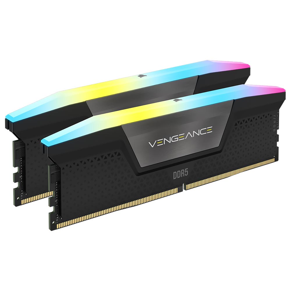 Memória RAM Corsair Vengeance DDR5 64GB (2x32GB) 6000MHz RGB - Preto / Cinza (CMH64GX5M2D6000Z40)