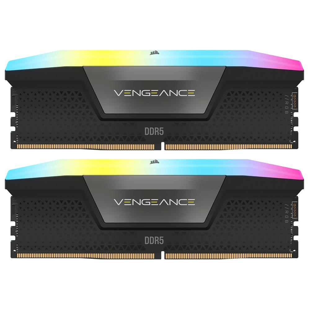 Memória RAM Corsair Vengeance DDR5 64GB (2x32GB) 6000MHz RGB - Preto / Cinza (CMH64GX5M2D6000Z40)