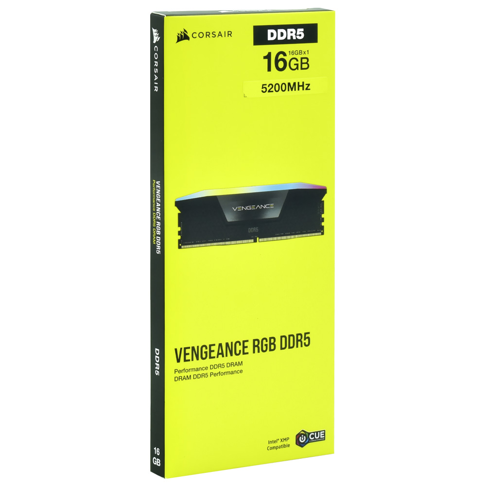 Memória RAM Corsair Vengeance RGB DDR5 16GB 5200MHz - Preto (CMH16GX5M1B5200C40)