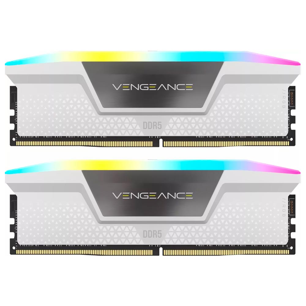 Memória RAM Corsair Vengeance RGB DDR5 64GB (2x32GB) 6000MHz - Branco (CMH64GX5M2B6000C40W)