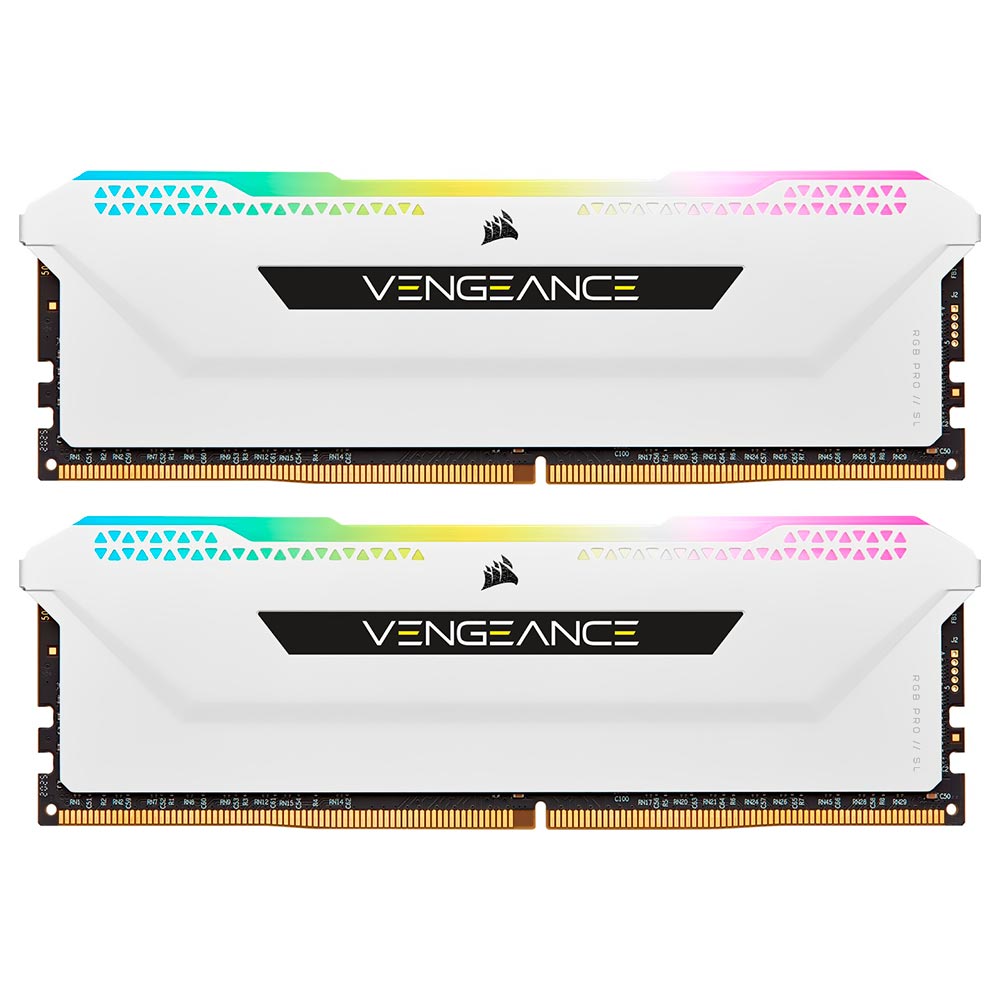 Memória RAM Corsair Vengeance RGB Pro SL DDR4 16GB (2x8GB) 3200MHz - Branco (CMH16GX4M2E3200C16W)