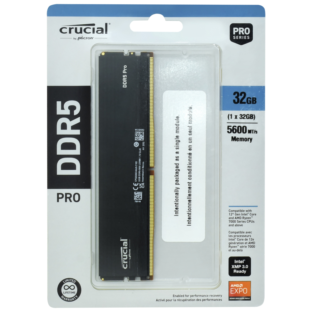 Memória RAM Crucial DDR5 32GB 5600MHz - CP32G56C46U5