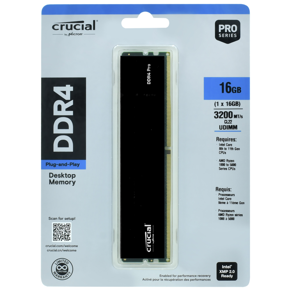 Memória RAM Crucial Pro DDR4 16GB 3200MHz - CP16G4DFRA32A