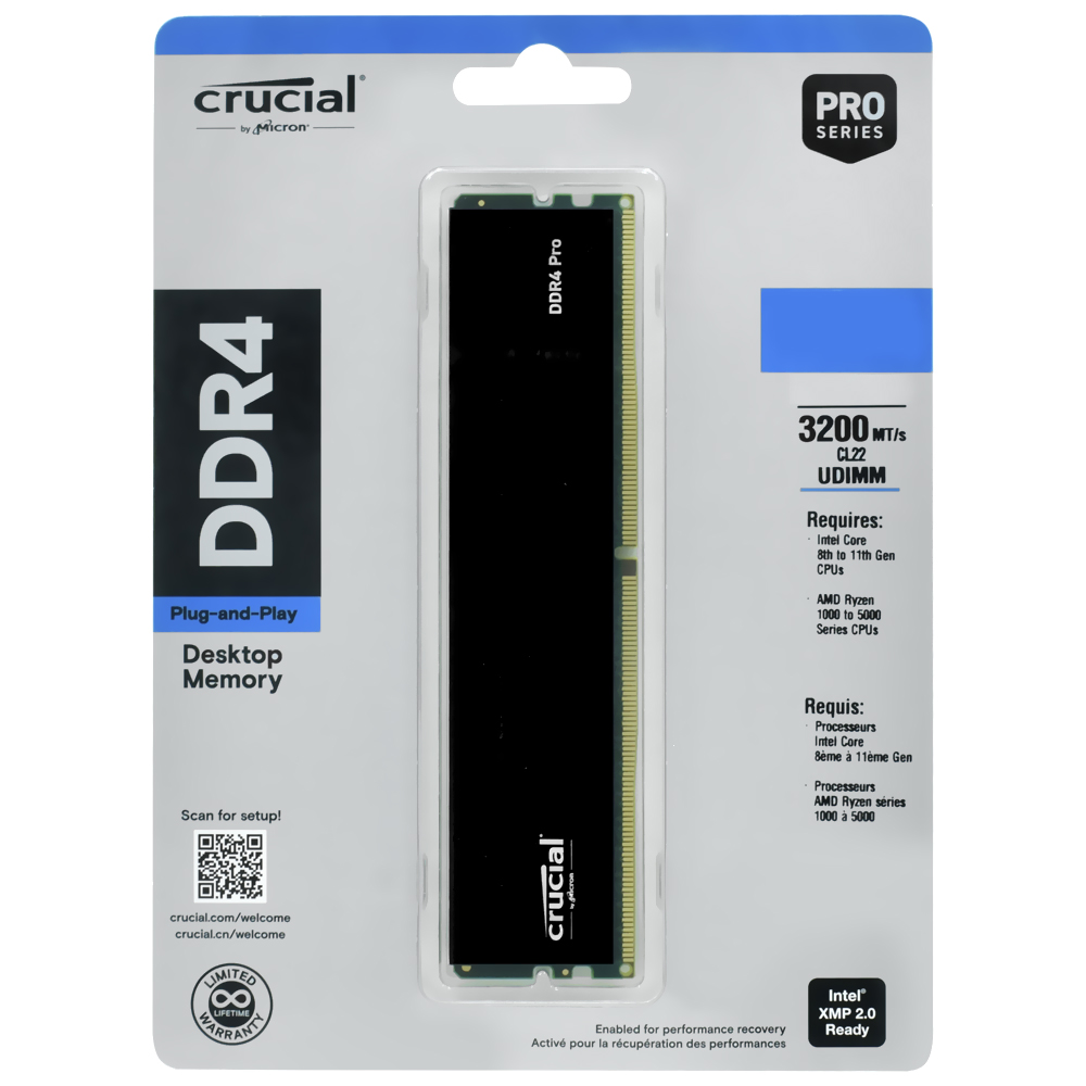 Memória RAM Crucial Pro DDR4 32GB 3200MHz - CP32G4DFRA32A