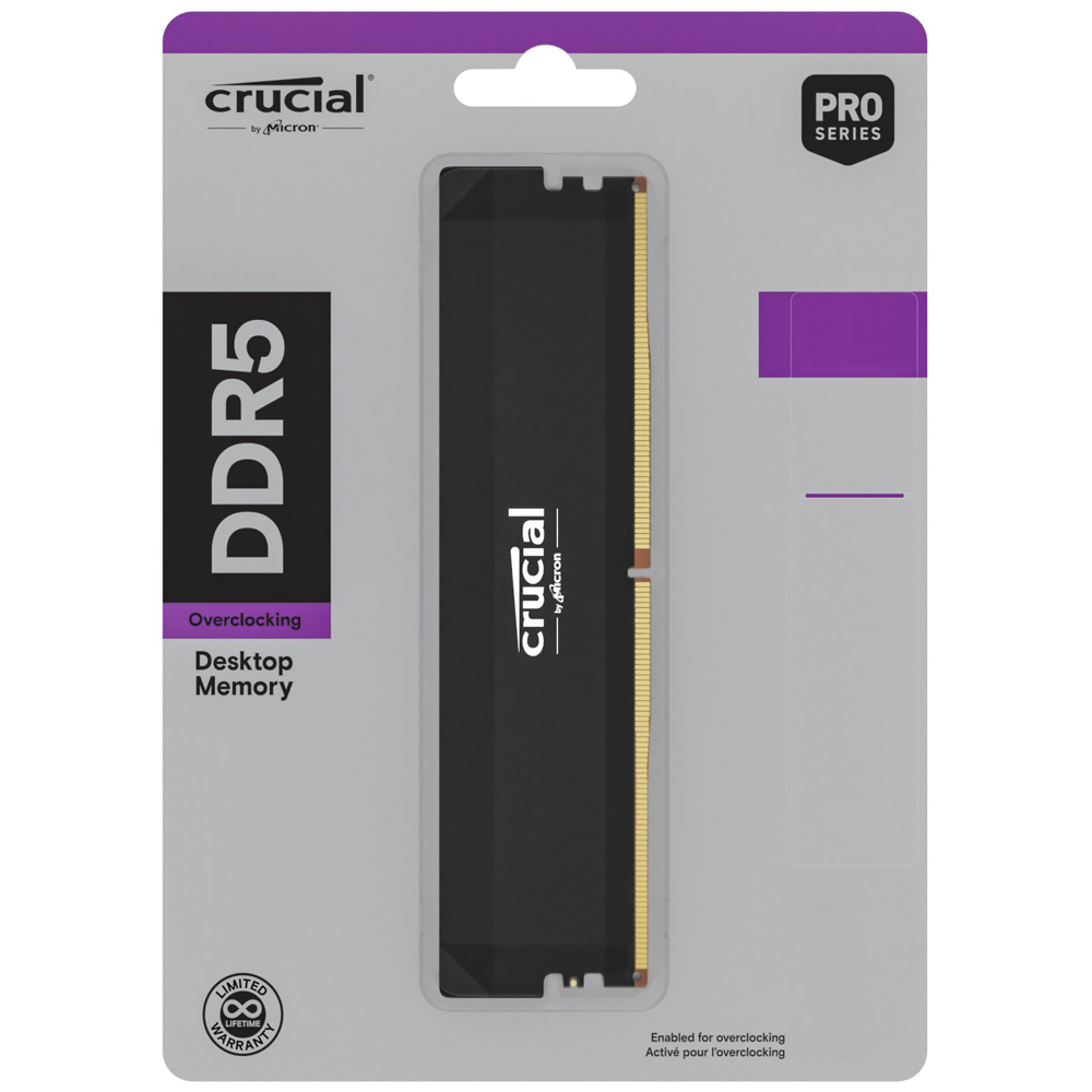 Memória RAM Crucial Pro Series DDR5 16GB 6400MHz - Preto (CP16G64C38U5B)