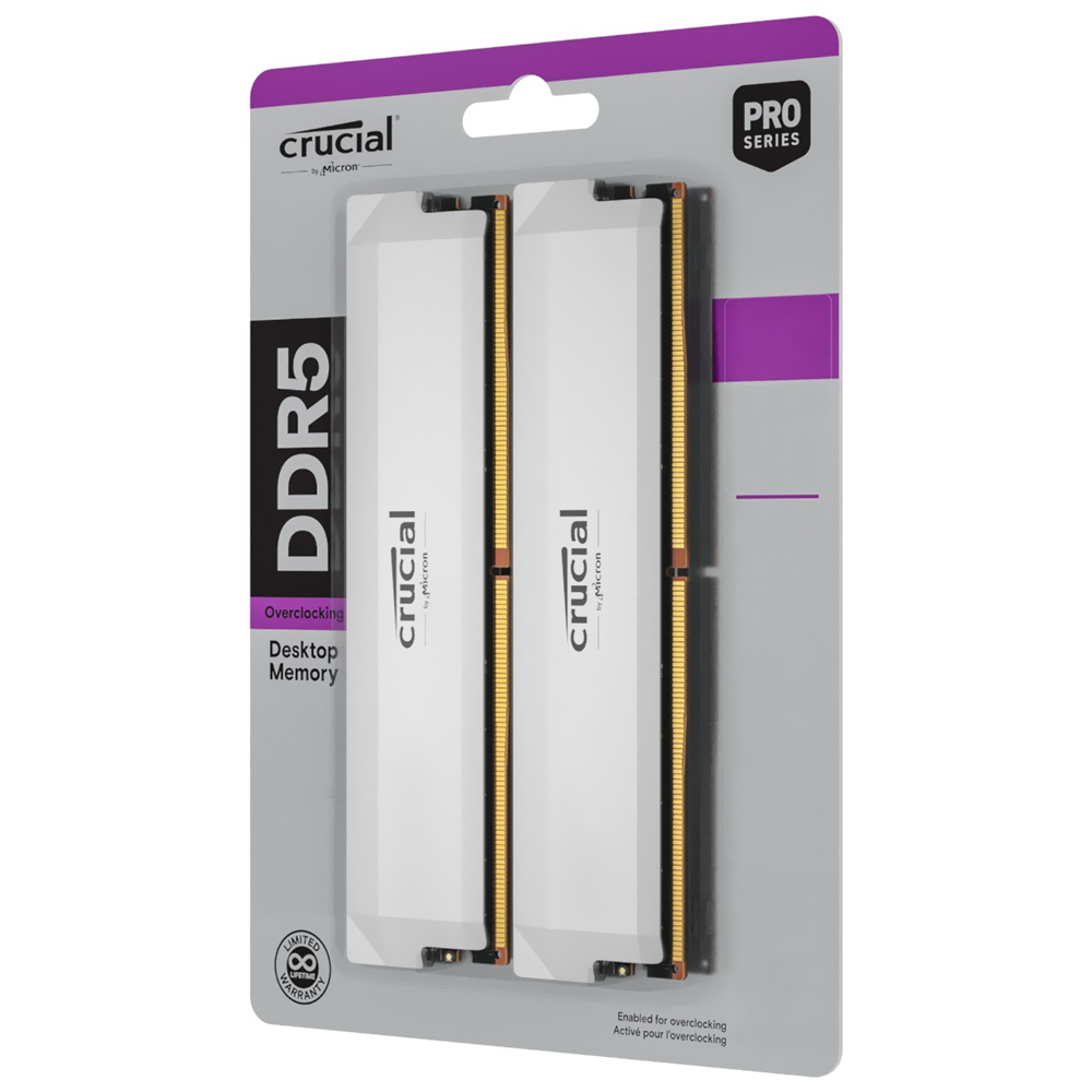 Memória RAM Crucial Pro Series DDR5 32GB 6400MHz - Branco (CP2K16G64C38U5W)