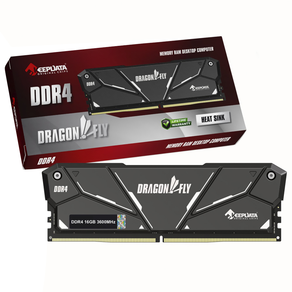 Memória RAM Keepdata Dragonfly DDR4 16GB 3600MHz - Preto (KDH36C18B/16G)