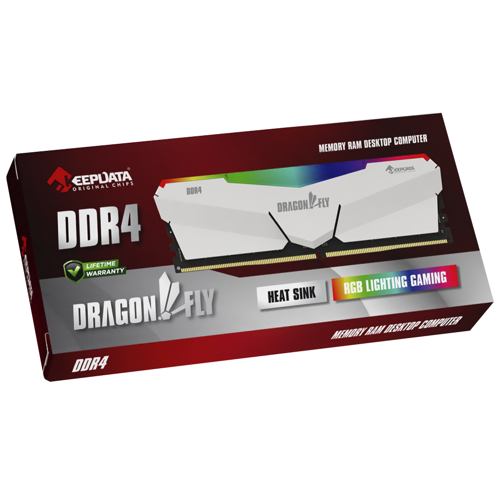 Memória RAM Keepdata Dragonfly DDR4 16GB 3600MHz RGB - Branco (KDHRGB36C18W/16G)