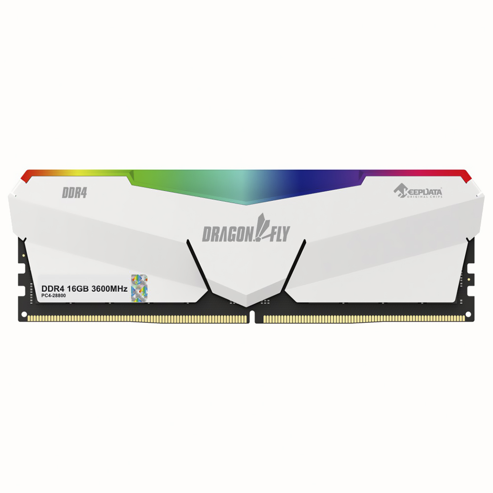 Memória RAM Keepdata Dragonfly DDR4 16GB 3600MHz RGB - Branco (KDHRGB36C18W/16G)