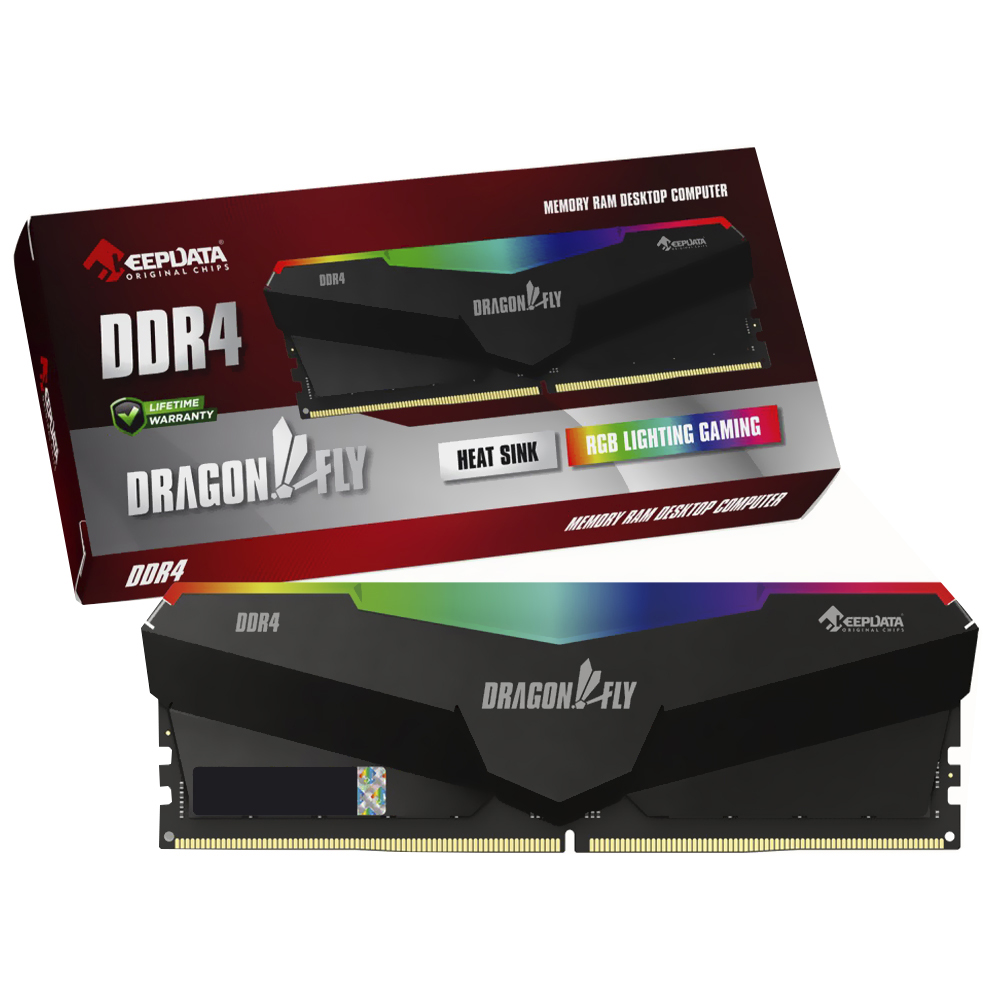 Memória RAM Keepdata Dragonfly DDR4 8GB 3600MHz RGB - Preto (KDHRGB36C18B/8G)