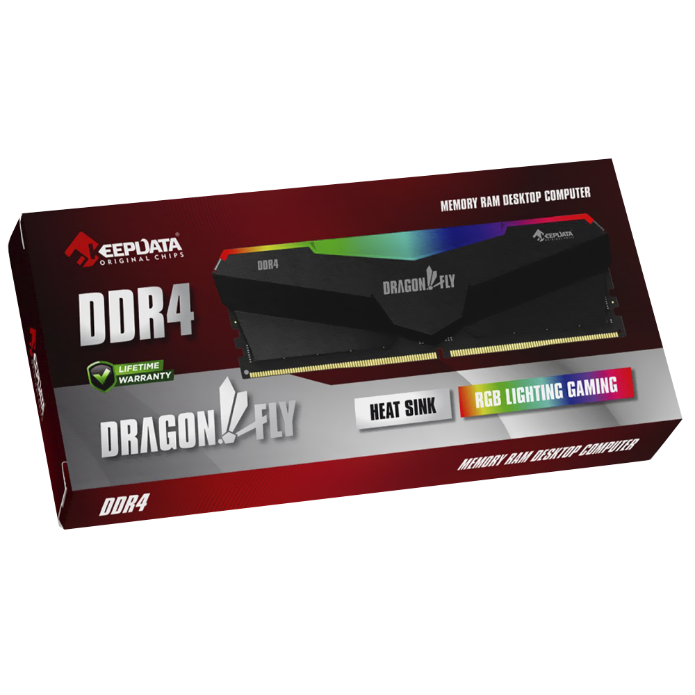 Memória RAM Keepdata Dragonfly DDR4 8GB 3600MHz RGB - Preto (KDHRGB36C18B/8G)